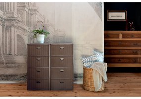 STEFANPLAST Úložný plastový regál Elegance, 4 zásuvky, hnedý