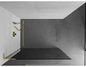 Mexen Kioto L, sprchová zástena Walk-In 100 x 200 cm, 8mm šedé sklo, zlatý lesklý profil,800-100-103-50-40