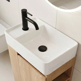 Rea Astra, umývadlová skrinka 430x260x825 mm s keramickým umývadlom, hnedá/biela, REA-M0404
