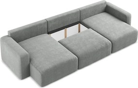 Sivá ženilková rozkladacia/s úložným priestorom rohová pohovka (do tvaru "U") Kona – Makamii