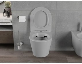 Mexen RICO Rimless misa závesná so sedátkom voľne-padajúcim, 48 x 35 cm, svetlá šedá, 30724061