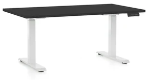 Výškovo nastaviteľný stôl OfficeTech C, 140 x 80 cm, biela podnož, čierna