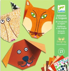 Djeco Origami Hlavičky zvieratiek so samolepkami