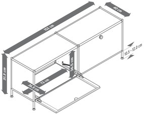Kovová nízka skrinka »CN3« s výklopnými priehradkami, biela
