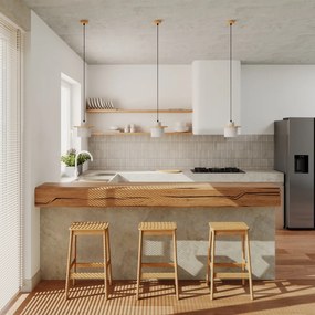 Závesné svietidlo Mab, 1x betónové/drevené tienidlo