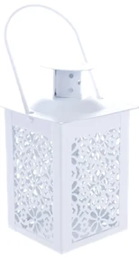 Kovový lampáš na sviečku Saima, biela, 7,5 x 12 x 7,5 cm