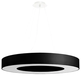Závesné svietidlo Saturno Slim, 1x čierne textilné tienidlo, (biely plast), (fi 70 cm)