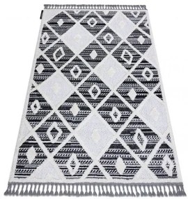 Koberec MAROC P662, čierna -biela - strapce, vzor diamant, Berber, Maroko, Shaggy Veľkosť: 140x190 cm