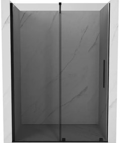 Mexen Velar, posuvné sprchové dvere do otvoru 150 cm, 8mm šedé sklo, čierna matná, 871-150-000-41-70