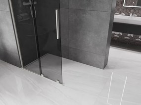 Mexen Velar, sprchová zástena s posuvnými dverami Walk-in 85 x 200 cm, 8mm šedé sklo, brúsená oceľ, 871-085-000-43-97