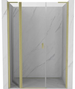 Mexen, Mexen Mist L výklopné sprchové dvere 135 cm, transparentné, brúsené zlaté - 8A4L-135-001-55-00