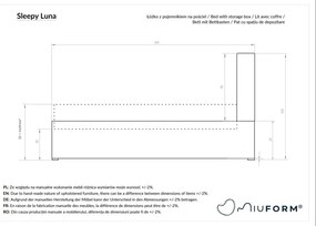 Béžová čalúnená jednolôžková posteľ s úložným priestorom s roštom 90x200 cm Sleepy Luna – Miuform