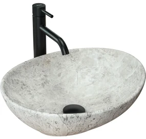 Rea Sofia Light Stone, umývadlo na dosku 41x35 cm, imitácia kameňa-šedá, REA-U0165