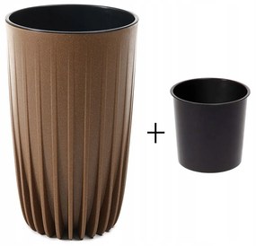 Kvetináč PRÚŽKOVANÝ ECO III 25 cm hnedý