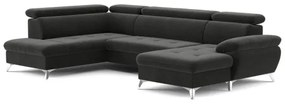 Rozkladacia rohová sedačka CATANIA U ľavá grafit s úložným priestorom
