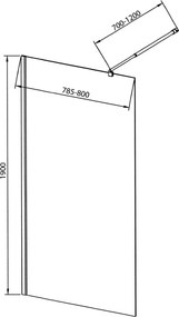 Aqualine WALK-IN zástena jednodielna na inštaláciu na stenu, 800x1900 mm, sklo Brick WI080