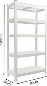 CH Sada dvoch 5-policových kovových úložných regálov Tosca IX. 180 x 90 x 40 cm