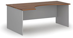 Ergonomický kancelársky písací stôl PRIMO GRAY, 180x120 cm, ľavý, sivá/orech