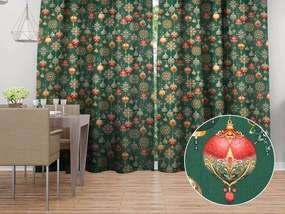 Biante Bavlnený záves Sandra SA-529 Vianočné banky na zelenom 150x140 cm