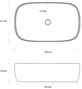 Gamma Miki, umývadlo na dosku 460x335x130 mm, biela lesklá, GMA-UC-MIKI