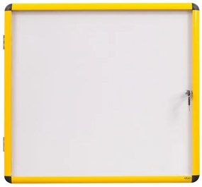 Bi-Office Vnútorná vitrína s bielym magnetickým povrchom, žltý rám, 500 x 674 mm (4xA4)