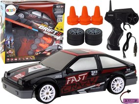 LEAN Toys Športové autíčko s diaľkovým ovládaním R/C v mierke 1:24, čierne, s vymeniteľnými kolesami