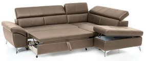 Rozkladacia kožená rohová sedacia súprava SALERNO II pravá hnedá