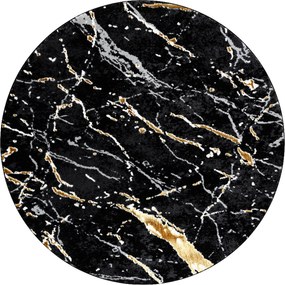 Dywany Łuszczów, Kusový koberec Allure 1963 black/gold kruh, 200x200 (priemer) kruh, čierna, kancelária