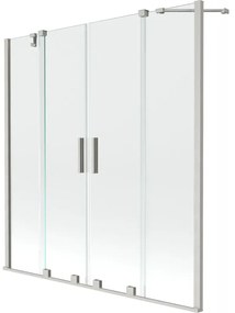 Mexen Velar Duo, posuvná 2-krídlová vaňová zástena 140x150 cm, 8mm číre sklo, brúsený nikel, 896-140-000-02-97