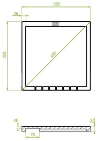 Laveo Halvo, granitový odkvapkávač 350x350x25 mm, béžová, LAV-OBA_401T