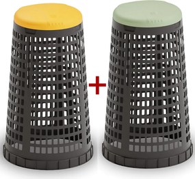 Plastový odpadkový kôš na 120 l vrecia 1+1 ZADARMO čierny, žltá + zelená