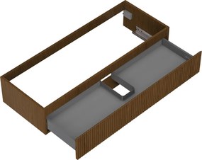 Mexen Rivel, kúpeľňová skrinka pod umývadlo 120 cm, 1 zásuvka, drážkovaná, orech, 91A20-12023-1-BF86