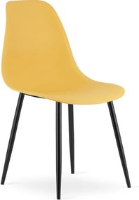 Set troch jedálenských stoličiek WAT horčicový - čierne nohy (3 ks)