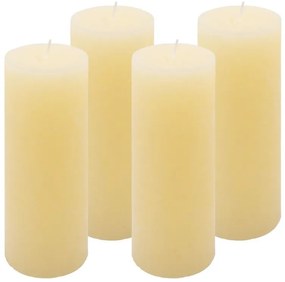 Krémová parafínová sviečka rustikálna 20 cm, 90 h, sada 4 ks