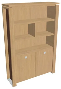 Vysoká skriňa Verno+ S 140 x 46 x 210 cm, s regálom, dub svetlý / hnedá