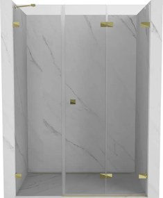 Mexen Lunar-F, pravé skladacie sprchové dvere 110 cm, číre sklo, zlatý profil, 836S-110-050-50-00-P