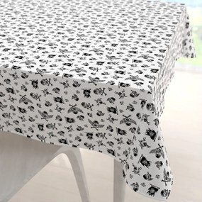 Biante Detský bavlnený štvorcový obrus Sandra SA-105 Čierne pirátské lebky na bielom 90x90 cm