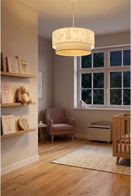 BRILAGI- LED detský luster na lanku BOBO 1xE27/60W/230V pr.40 cm krémová/sivá/kráľovská modrá