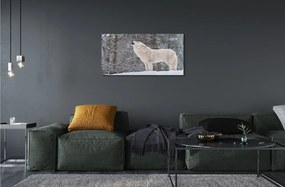 Sklenený obraz Vlk v zime lese 140x70 cm