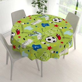Biante Detský bavlnený okrúhly obrus Sandra SA-645 Futbal to je hra - na zelenom Ø 110 cm