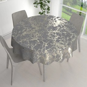 Biante Veľký zamatový okrúhly obrus Isabela IBL-015 Zlatý mramor na svetlo sivom Ø 190 cm