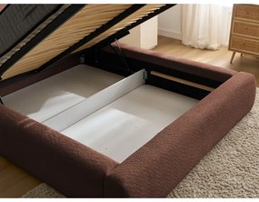 Oranžová čalúnená dvojlôžková posteľ s úložným priestorom s roštom 180x200 cm Orlane – Bobochic Paris