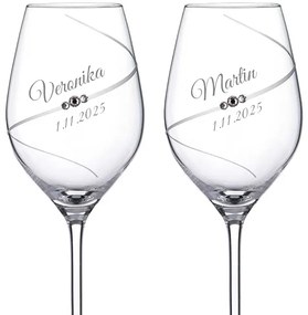 Dekorant Svadobné poháre na biele víno Silhouette City s kryštálmi Swarovski 360ml 2KS