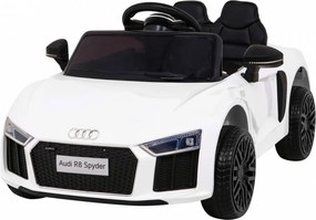 Ramiz Elektrické autíčko Audi R8 pre deti biele + diaľkové ovládanie + EVA + plynulý štart + MP3 LED