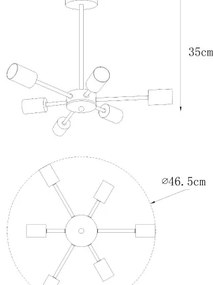 Zuma Line A8100-6 - Luster na tyči MANDI 6xE27/40W/230V čierna/zlatá