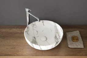Sapho Sapho, RONDANE keramické umývadlo na dosku priemer 41cm, bianco carrara, AR435BC