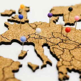 DUBLEZ | Korková, zapichovacia mapa sveta na stenu s rámom