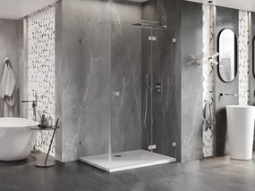 Mexen Lunar T, sklopný pravý sprchový kút 140 x 70 cm, 8mm číre sklo, oceľový profil, 834T-140-070-97-00-P
