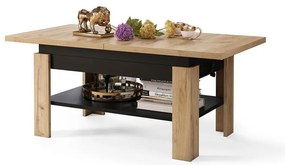 Rozkladací konferenčný/jedálenský stôl so zdvíhacou doskou ROY dub craft/čierna