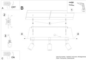 Sollux SL.1297 - Bodové svietidlo ZUCA 3xE27/15W/230V čierna